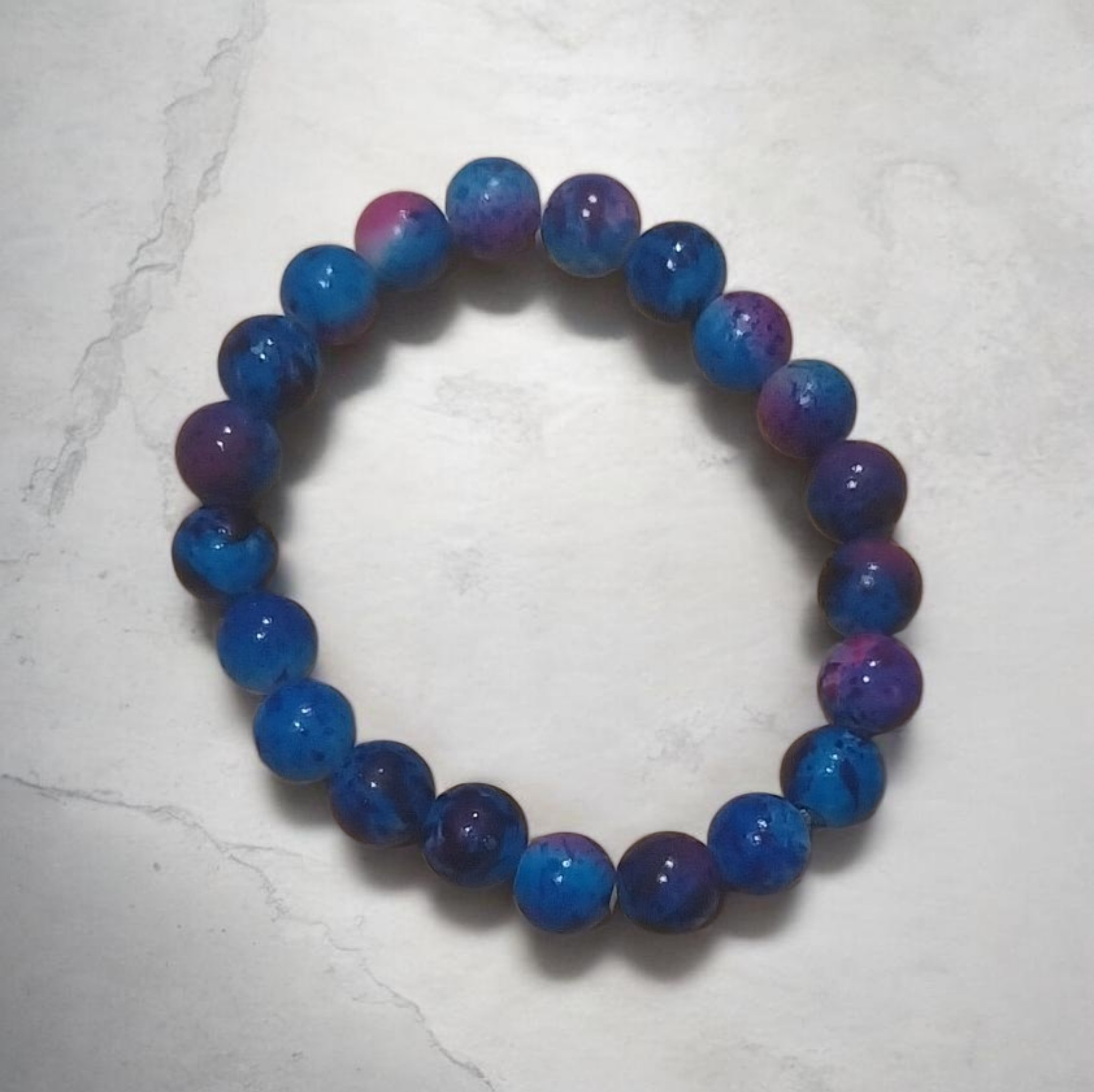 Blueish purple beaded bracelet