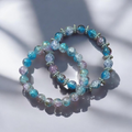 Blueish purple glass beaded bracelet set