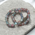 Pinkish blue glass beaded bracelet set