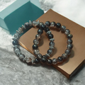 Blackish glass beaded bracelet set