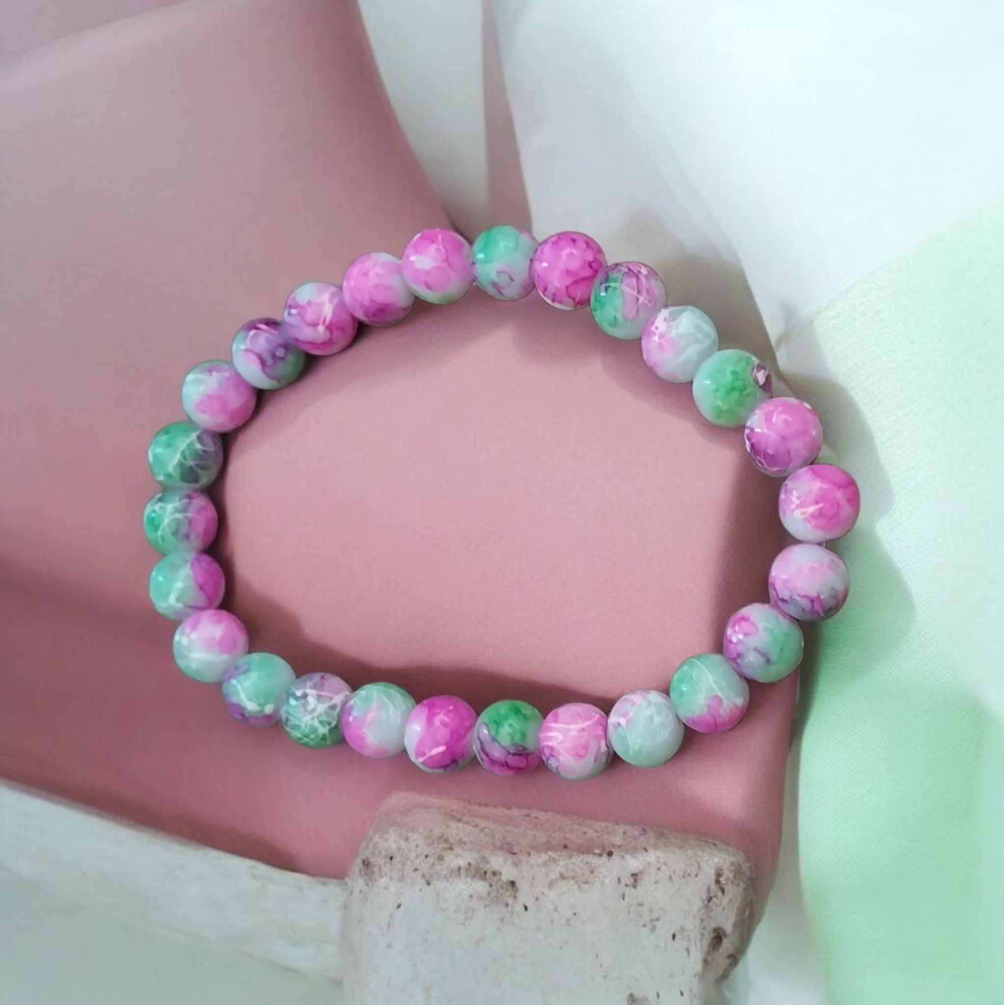 Bubble gum beaded bracelet